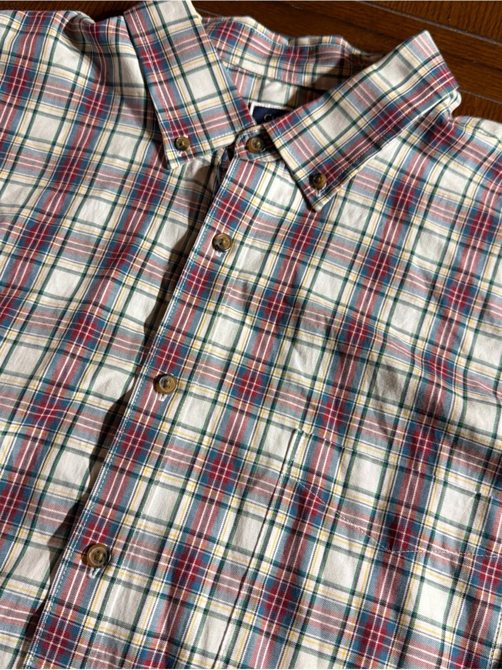 Club Room Men's Button-Down Plaid Shirt in White, Red & Green